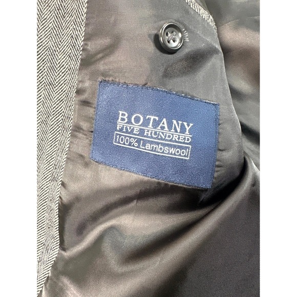 Botany 500 Blazer Jacket‎ Mens 48 Gray Lambswool Herringbone Single Breasted - Picture 5 of 7